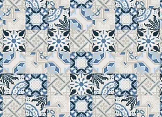 Décor floral bleu