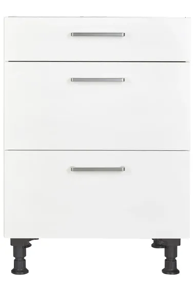 Cuisines Elite Meuble bas pour plaque de cuisson, largeur 60 cm, 1 tiroir, 2 coulissants