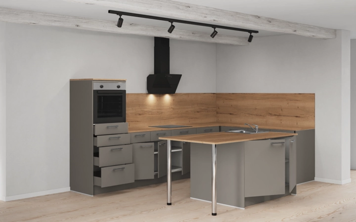 Cuisines Elite Cuisine en îlot 336,6 cm x 220 cm électroménagers inclus planning 1 4