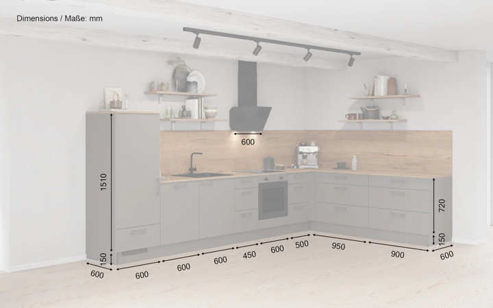 Cuisines Elite Cuisine en L 396,6 cm x 246,8 cm électroménagers inclus planning 1 5