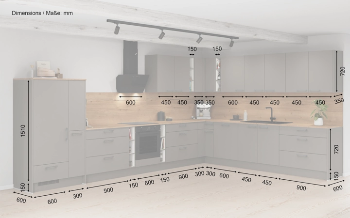 Cuisines Elite Cuisine en L 443,2 cm x 321,8 cm électroménagers inclus planning 1 5