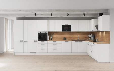 Cuisines Elite Cuisine en L 516,6 cm x 276,8 cm électroménagers inclus planning 1 Blanc alpin, super mat Touch