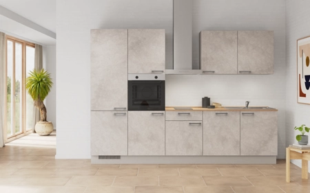 Cuisines Elite Cuisine linéaire 300 cm électroménagers inclus planning 1 Décor béton gris terre Riva