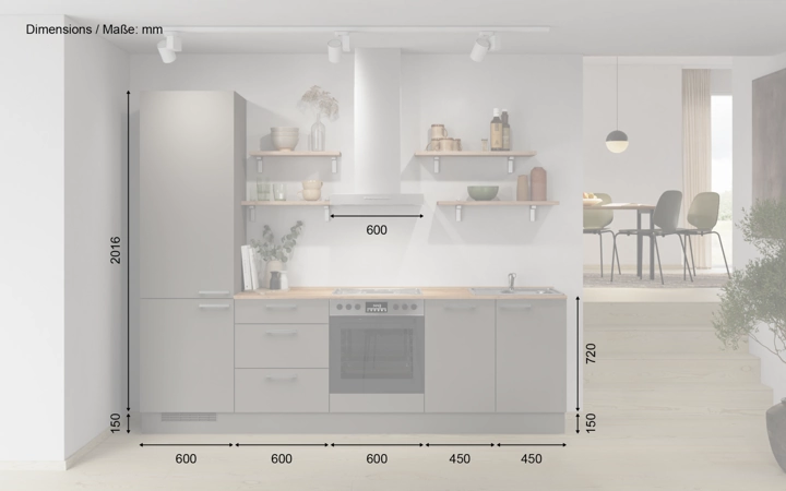 Cuisines Elite Cuisine linéare 270 cm électroménagers inclus planning 10 5