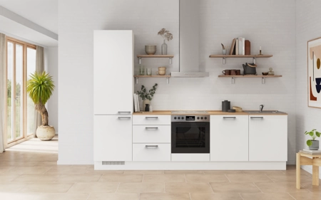 Cuisines Elite Cuisine linéaire 300 cm électroménagers inclus planning 10 Blanc alpin, super mat Touch