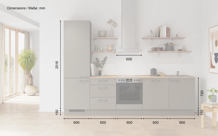Cuisines Elite Cuisine linéaire 300 cm électroménagers inclus planning 10 5