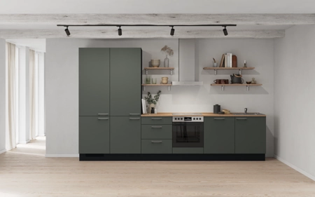Cuisines Elite Cuisine linéare 360 cm électroménagers inclus planning 10 Vert minéral ultra-mat Easytouch Cuisines Elite Cuisine linéare 360 cm électroménagers inclus planning 10 Vert minéral ultra-mat Easytouch