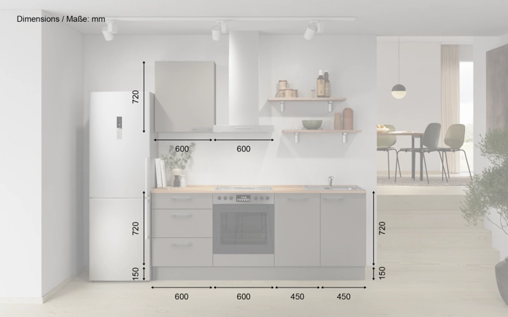 Cuisines Elite Cuisine linéaire 210 cm électroménagers inclus, planning 12 5
