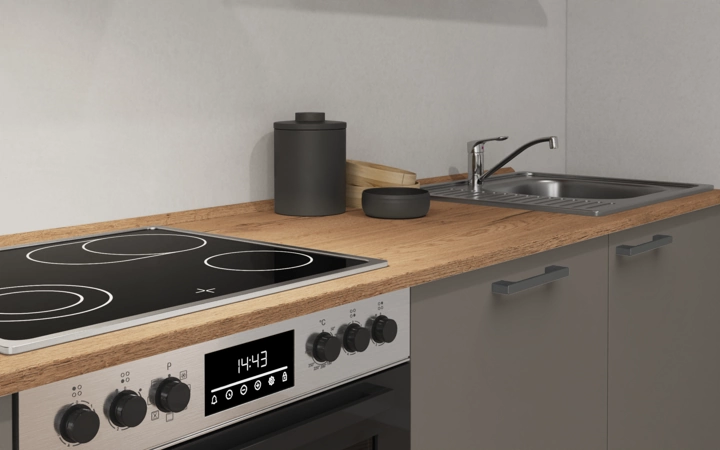Cuisines Elite Cuisine linéaire 300 cm électroménagers inclus planning 12 3