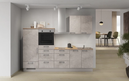 Cuisines Elite Cuisine linéare 270 cm électroménagers inclus planning 13 Décor béton gris terre Riva