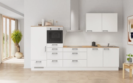 Cuisines Elite Cuisine linéare 330cm électroménagers inclus planning 13 Blanc alpin, super mat Touch