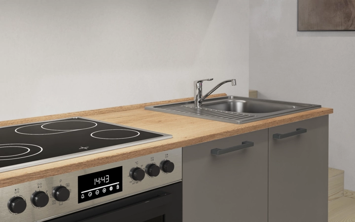 Cuisines Elite Cuisine linéaire 240 cm électroménagers inclus planning 14 3