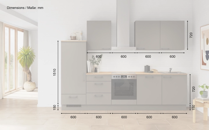 Cuisines Elite Cuisine linéaire 300 cm électroménagers inclus planning 14 5