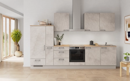 Cuisines Elite Cuisine linéare 330cm électroménagers inclus planning 14 Décor béton gris terre Riva