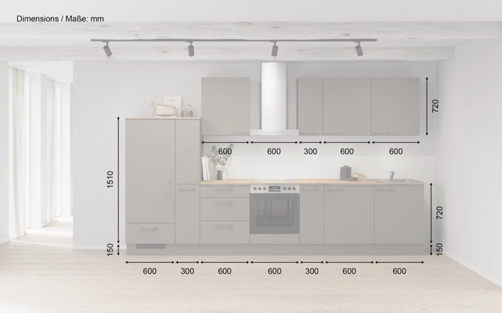Cuisines Elite Cuisine linéare 360 cm électroménagers inclus planning 14 5