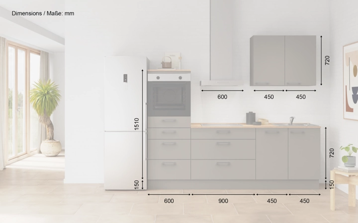 Cuisines Elite Cuisine linéaire 240 cm électroménagers inclus planning 15 5