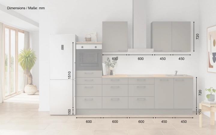 Cuisines Elite Cuisine linéare 270 cm électroménagers inclus planning 15 5