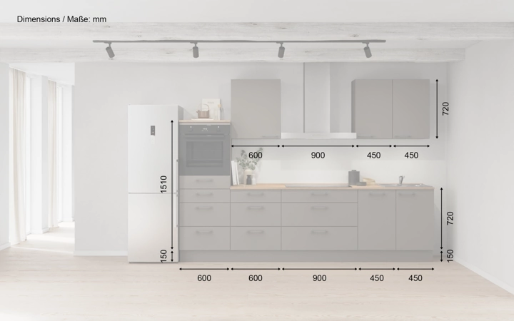Cuisines Elite Cuisine linéaire 300 cm électroménagers inclus planning 15 5