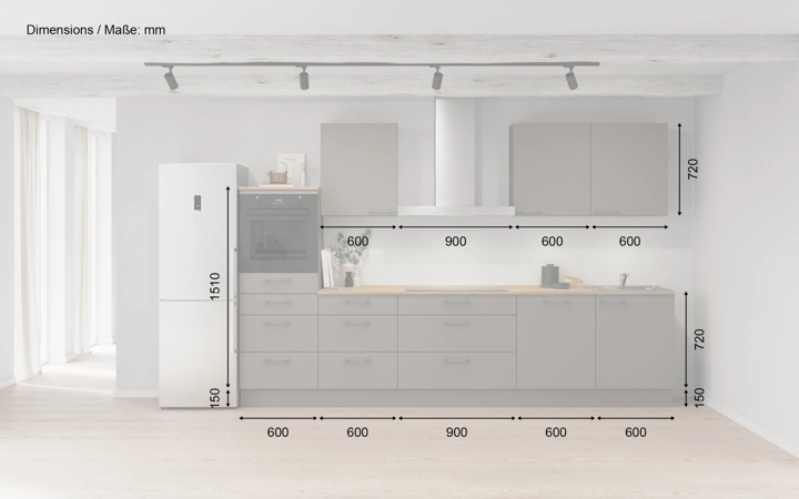 Cuisines Elite Cuisine linéare 330cm électroménagers inclus planning 15 5