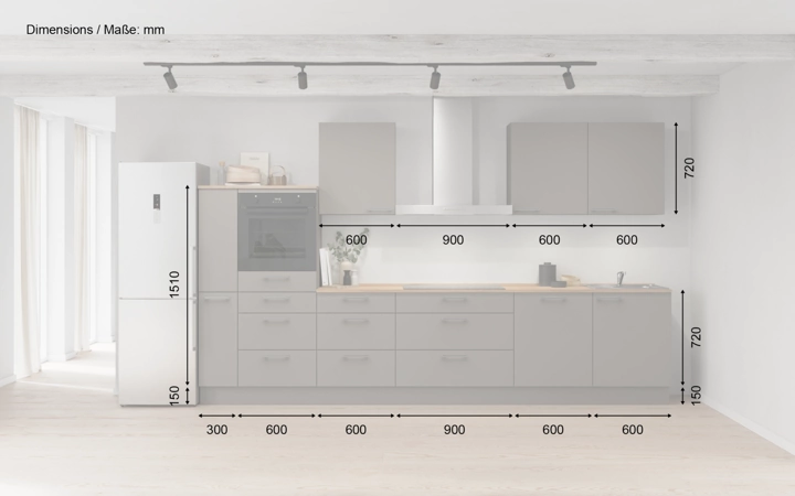 Cuisines Elite Cuisine linéare 360 cm électroménagers inclus planning 15 5