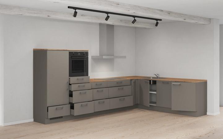 Cuisines Elite Cuisine en L 366,6 cm x 246, 6 cm électroménagers inclus planning 16 4