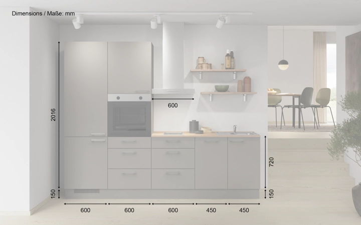 Cuisines Elite Cuisine linéare 270 cm électroménagers inclus planning 16 5