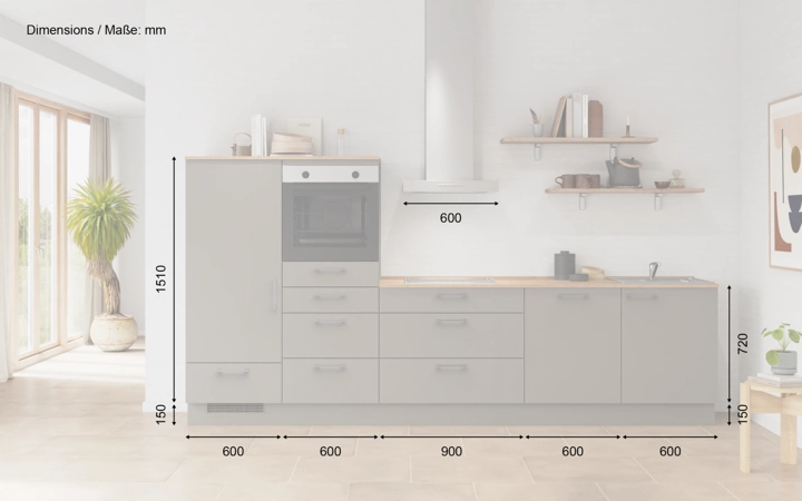 Cuisines Elite Cuisine linéare 330cm électroménagers inclus planning 16 5