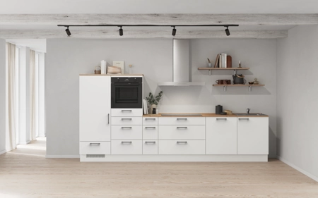 Cuisines Elite Cuisine linéare 360 cm électroménagers inclus planning 16 Blanc alpin, super mat Touch