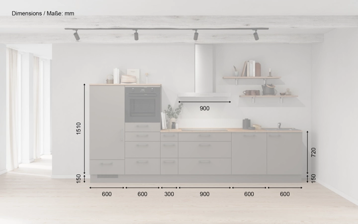 Cuisines Elite Cuisine linéare 360 cm électroménagers inclus planning 16 5