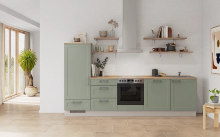 Cuisines Elite Cuisine linéaire 300 cm électroménagers inclus planning 17 Roseau Cascada