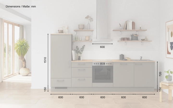 Cuisines Elite Cuisine linéaire 300 cm électroménagers inclus planning 17 5