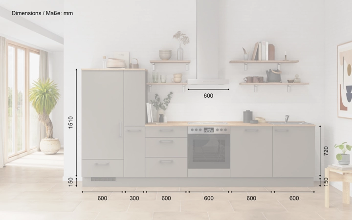 Cuisines Elite Cuisine linéare 330cm électroménagers inclus planning 17 5