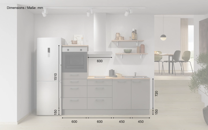 Cuisines Elite Cuisine linéaire 210 cm électroménagers inclus, planning 18 5