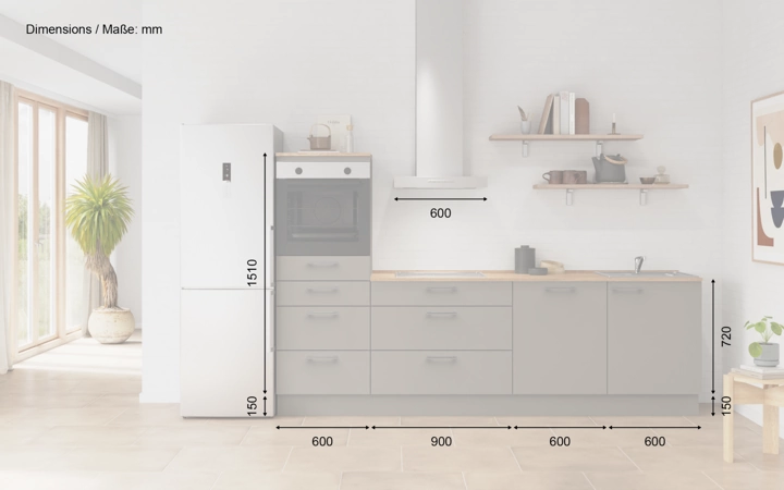 Cuisines Elite Cuisine linéare 270 cm électroménagers inclus planning 18 5