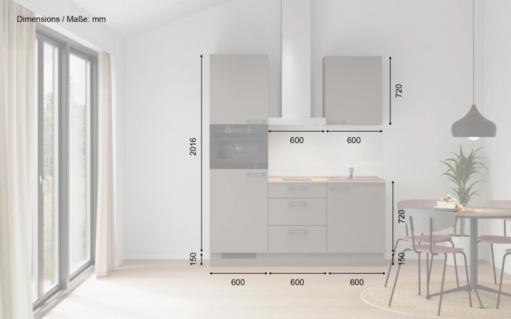 Cuisines Elite Cuisine linéaire 180 cm électroménagers inclus, planning 2 5