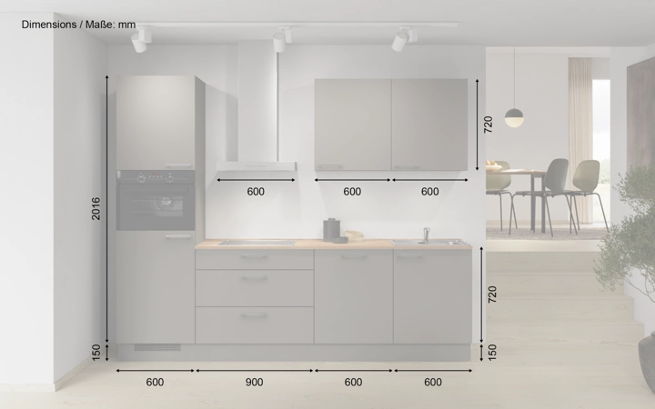 Cuisines Elite Cuisine linéare 270 cm électroménagers inclus planning 2 5