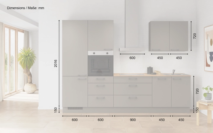 Cuisines Elite Cuisine linéaire 300 cm électroménagers inclus planning 2 5