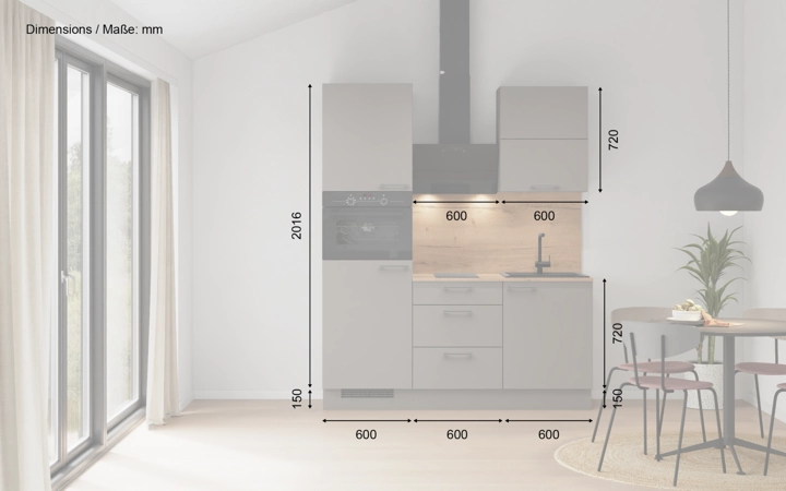 Cuisines Elite Cuisine linéaire 180 cm électroménagers inclus, planning 3 5
