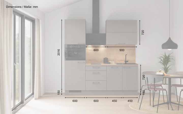 Cuisines Elite Cuisine linéaire 210 cm électroménagers inclus, planning 3 5