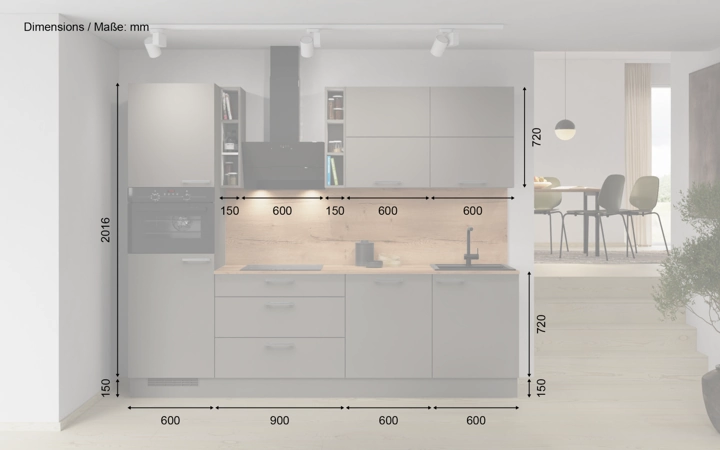 Cuisines Elite Cuisine linéare 270 cm électroménagers inclus planning 3 5