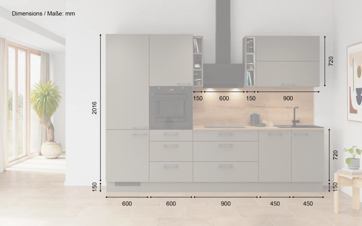 Cuisines Elite Cuisine linéaire 300 cm électroménagers inclus planning 3 5
