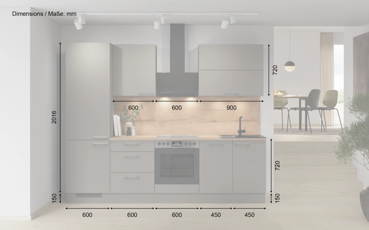 Cuisines Elite Cuisine linéare 270 cm électroménagers inclus planning 5 5