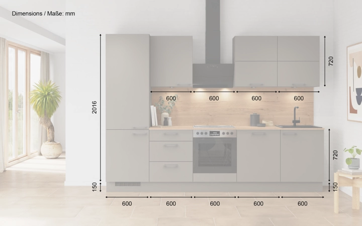 Cuisines Elite Cuisine linéaire 300 cm électroménagers inclus planning 5 5