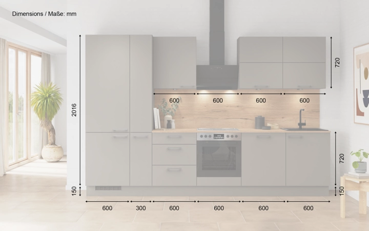 Cuisines Elite Cuisine linéare 330cm électroménagers inclus planning 5 5