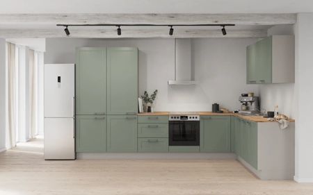 Cuisines Elite Cuisine en L 366,6 cm x 246, 6 cm électroménagers inclus planning 6 Roseau Cascada
