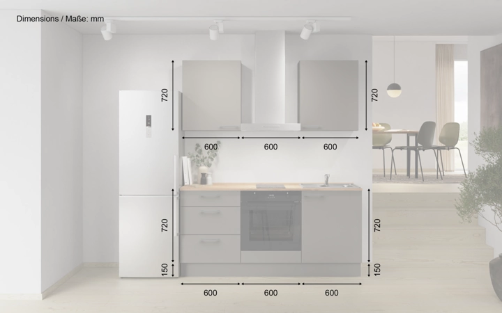 Cuisines Elite Cuisine linéaire 180 cm électroménagers inclus, planning 6 5