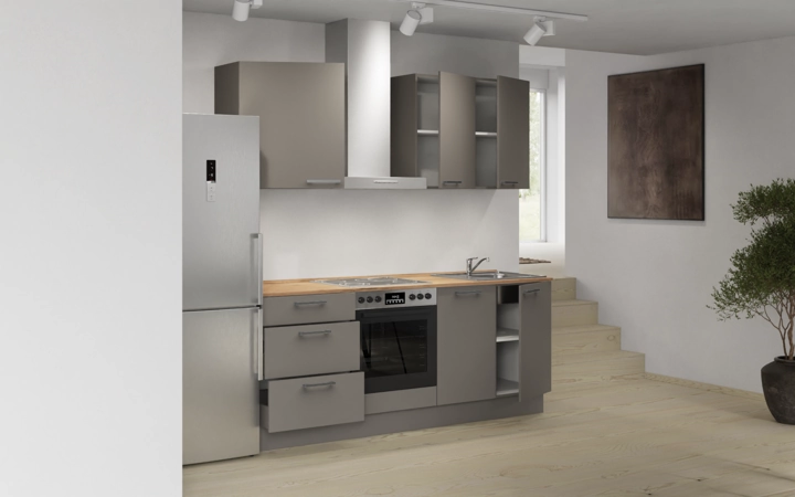 Cuisines Elite Cuisine linéaire 210 cm électroménagers inclus, planning 6 4