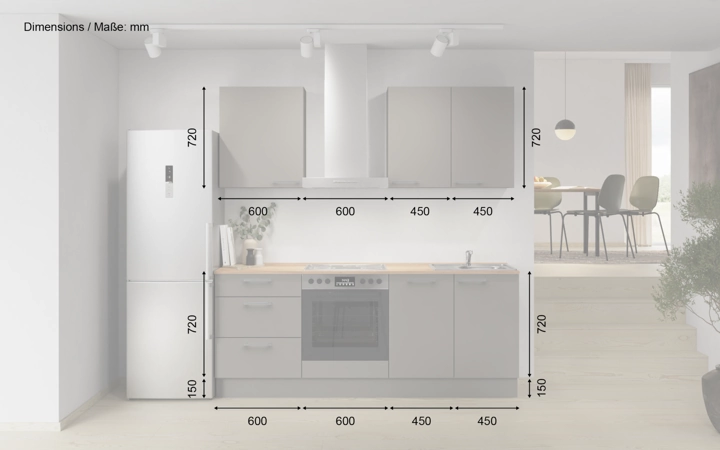 Cuisines Elite Cuisine linéaire 210 cm électroménagers inclus, planning 6 5