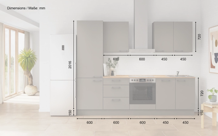 Cuisines Elite Cuisine linéare 270 cm électroménagers inclus planning 6 5