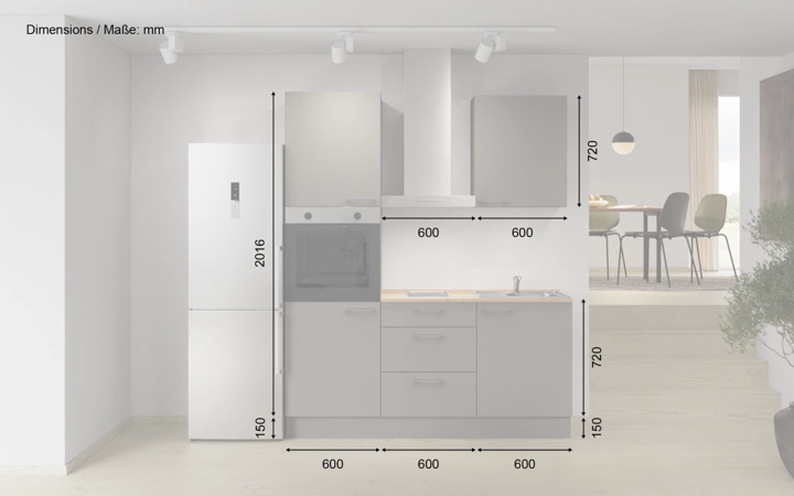 Cuisines Elite Cuisine linéaire 180 cm électroménagers inclus, planning 7 5